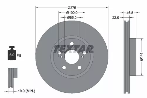 2x Textar Front Vented Brake Discs Pair For Scion Subaru Toyota Allion Corolla P