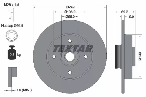 2x Textar Rear Solid Brake Discs Pair For Citroën Citroën (Df-psa) Ds Opel Peuge