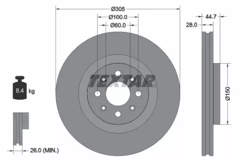 2x Textar Front Vented Brake Discs Pair For Abarth Fiat Grande Punto Punto Punto
