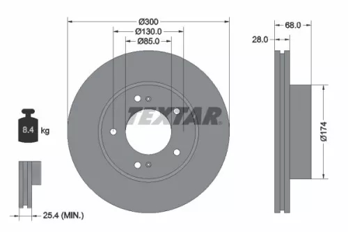 2x Textar Front Vented Brake Discs Pair For Ssangyong Rodius Stavic
