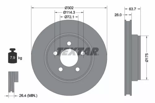 2x Textar Front Vented Brake Discs Pair For Dodge Jeep Cherokee Nitro