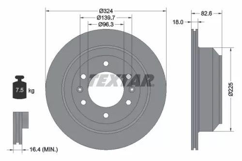 2x Textar Rear Vented Brake Discs Pair For Dodge Hyundai H-1 H100