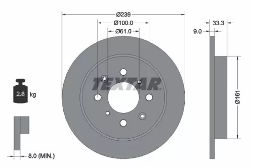 2x Textar Rear Solid Brake Discs Pair For Honda Honda (Gac) City Fit Jazz