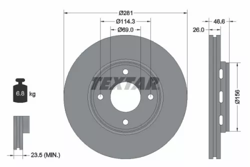 2x Textar Front Vented Brake Discs Pair For Mitsubishi Smart Colt Forfour