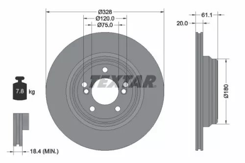 2x Textar Rear Vented Brake Discs Pair For Bmw 3 Series