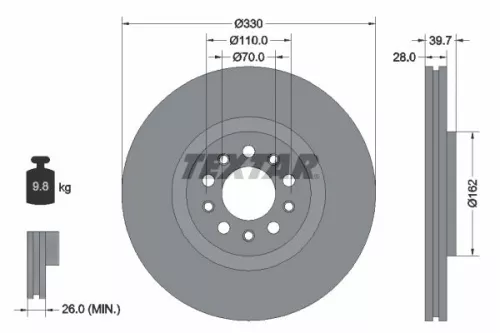 2x Textar Front Vented Brake Discs Pair For Alfa Romeo Jeep 159 Brera Cherokee G