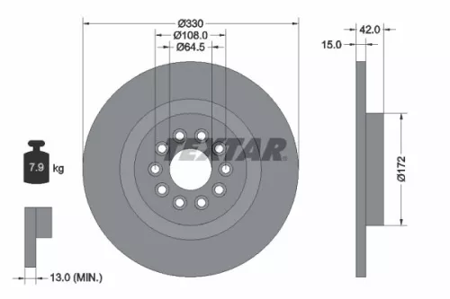 2x Textar Rear Solid Brake Discs Pair For Jaguar S-type Xj