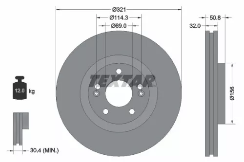 2x Textar Front Vented Brake Discs Pair For Hyundai Ix55