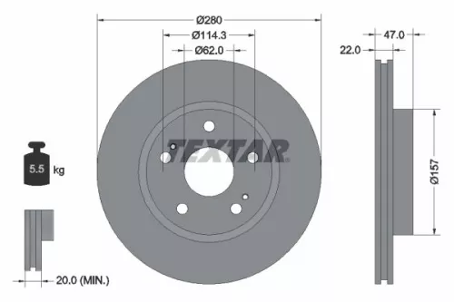 2x Textar Front Vented Brake Discs Pair For Suzuki Sx4
