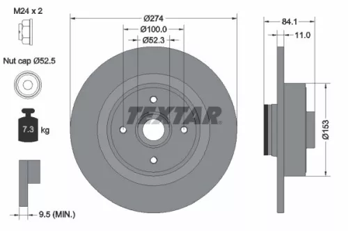 2x Textar Rear Solid Brake Discs Pair For Renault Grand Scénic