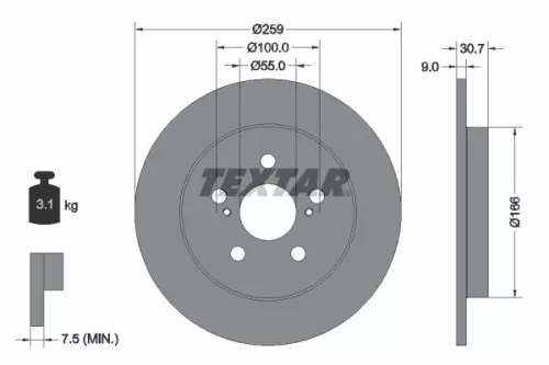 2x Textar Rear Solid Brake Discs Pair For Daihatsu Subaru Toyota Corolla Mebius 