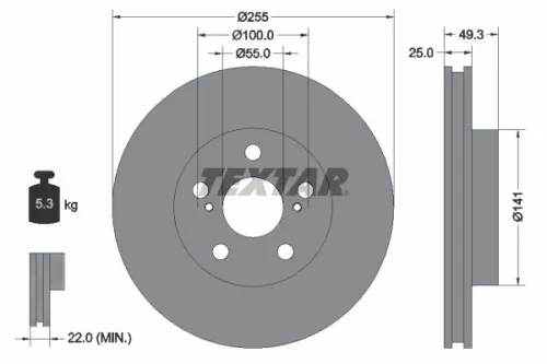 2x Textar Front Vented Brake Discs Pair For Daihatsu Lexus Toyota Toyota (Faw) C