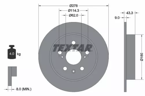 2x Textar Rear Solid Brake Discs Pair For Fiat Suzuki Sedici Sx4