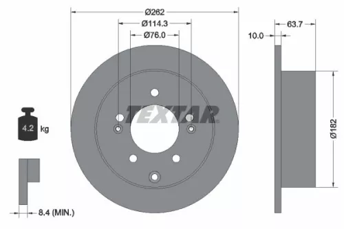 2x Textar Rear Solid Brake Discs Pair For Hyundai (Beijing) Kia Kia (Dyk) Naza C