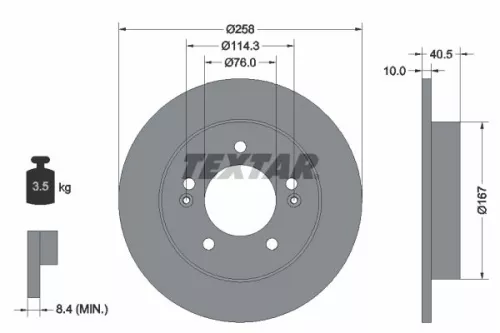 2x Textar Rear Solid Brake Discs Pair For Hyundai Kia Ix20 Venga