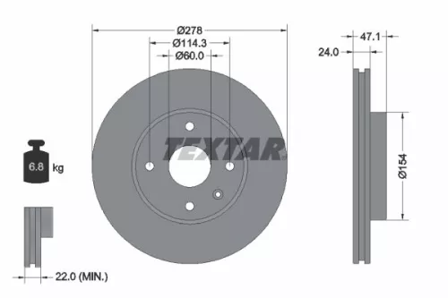 2x Textar Front Vented Brake Discs Pair For Chevrolet Chevrolet (Sgm) Daewoo Suz
