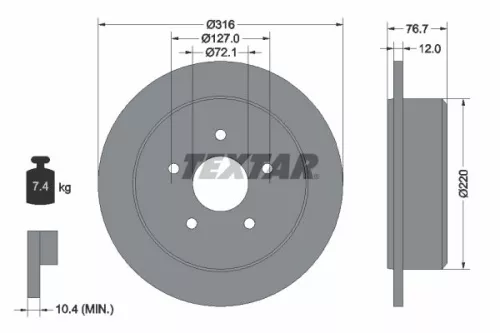 2x Textar Rear Solid Brake Discs Pair For Jeep Wrangler