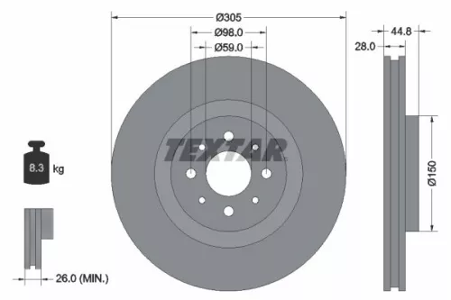 2x Textar Front Vented Brake Discs Pair For Alfa Romeo Mito
