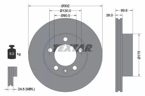 2x Textar Front Vented Brake Discs Pair For Nissan Opel Renault Vauxhall Interst