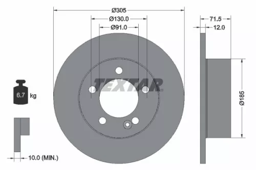 2x Textar Rear Solid Brake Discs Pair For Nissan Opel Renault Vauxhall Interstar
