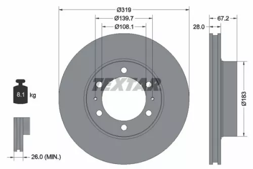 2x Textar Front Vented Brake Discs Pair For Changan Foton Jac Toyota 4 Runner Cx