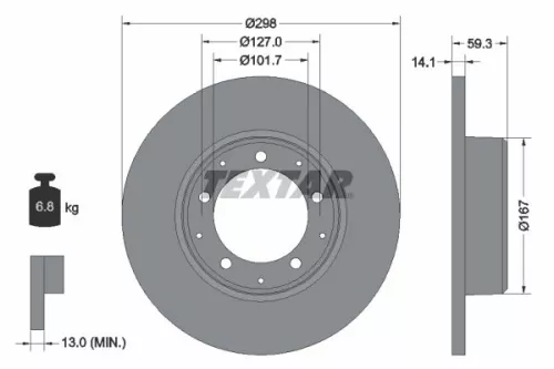 2x Textar Rear Solid Brake Discs Pair For Land Rover Defender