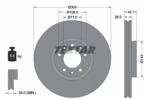 2x Textar Front Vented Brake Discs Pair For Citroën Citroën (Df-psa) Ds Fiat Ive
