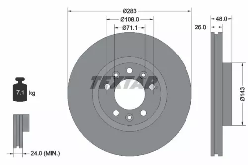 2x Textar Front Vented Brake Discs Pair For Citroën Fiat Opel Peugeot Peugeot (D