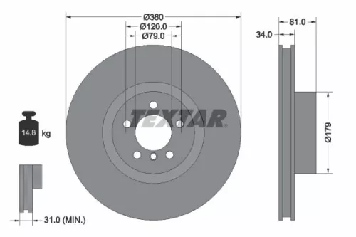 2x Textar Front Vented Brake Discs Pair For Land Rover Range Rover