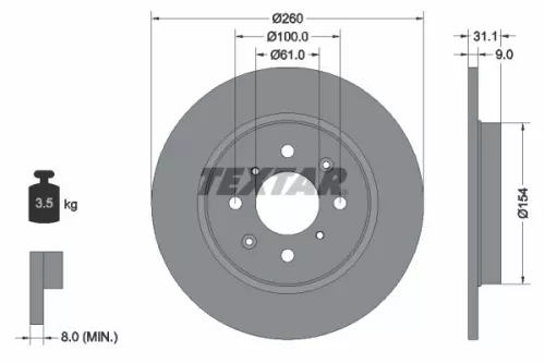 2x Textar Rear Solid Brake Discs Pair For Honda Insight Jazz