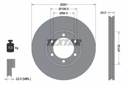 2x Textar Front Vented Brake Discs Pair For Kia Bongo K2500 K2700
