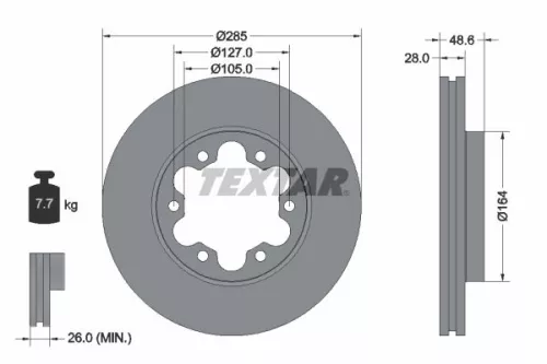 2x Textar Front Vented Brake Discs Pair For Toyota Hiace Hiace / Commuter Regius