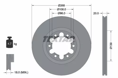 2x Textar Front Vented Brake Discs Pair For Mazda E