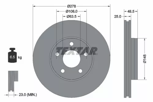 2x Textar Front Vented Brake Discs Pair For Ford Ford Asia & Oceania Ford Austra