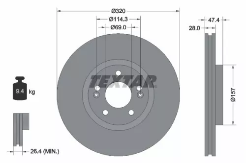 2x Textar Front Vented Brake Discs Pair For Hyundai Hyundai (Beijing) Kia Aslan 