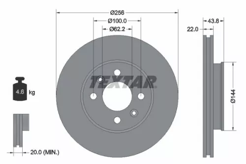 2x Textar Front Vented Brake Discs Pair For Dodge Hyundai Hyundai (Beijing) Kia 