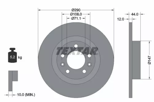 2x Textar Rear Solid Brake Discs Pair For Peugeot Peugeot (Df-psa) 508 508 Sw