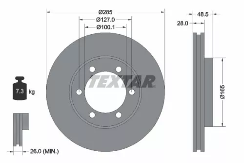 2x Textar Front Vented Brake Discs Pair For Toyota Granvia Hiace