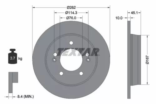 2x Textar Rear Solid Brake Discs Pair For Hyundai Hyundai (Beijing) Inokom Kia K