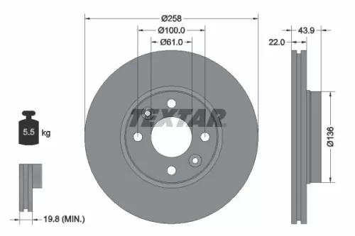 2x Textar Front Vented Brake Discs Pair For Dacia Lada Mercedes Nissan Renault C