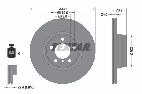 2x Textar Front Vented Brake Discs Pair For Bmw 2 3 4 Series