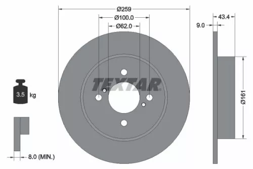 2x Textar Rear Solid Brake Discs Pair For Suzuki Swift