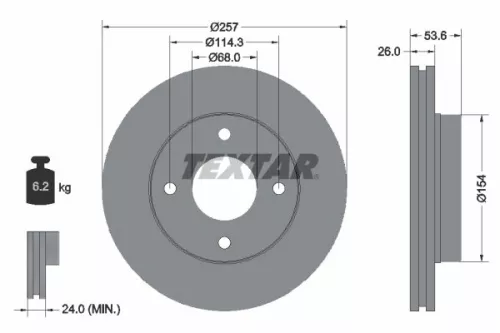 2x Textar Front Vented Brake Discs Pair For Mitsubishi Nissan Nissan (Zhengzhou)