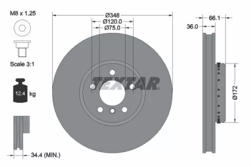 Textar Single Front Left Two-part Brake Disc Brake Disc For Bmw 5 6 7 Series       