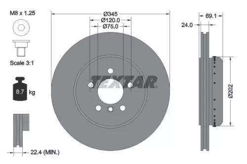 2x Textar Rear Two-part Brake Disc Brake Discs Pair For Bmw 5 6 7 Series