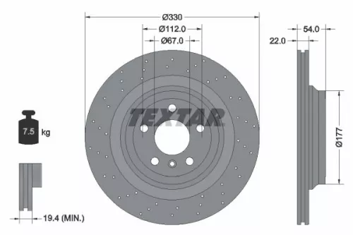 2x Textar Rear Perforated Brake Discs Pair For Mercedes Gle M-class