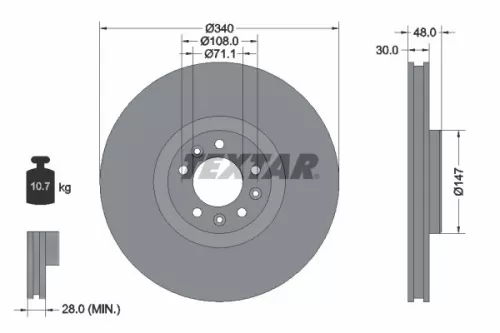 2x Textar Front Vented Brake Discs Pair For Citroën Citroën (Df-psa) Fengshen Pe