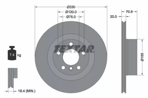 2x Textar Rear Vented Brake Discs Pair For Bmw X3 X4