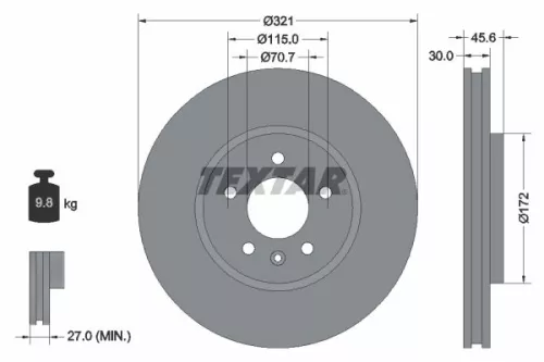 2x Textar Front Vented Brake Discs Pair For Buick Holden Opel Vauxhall Astra Ast