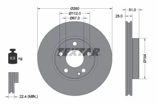 2x Textar Front Vented Brake Discs Pair For Mercedes A-class B-class Cla